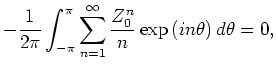$ \exp\left(in\pi\right) - \exp\left(-in\pi\right) = \cos(n\pi) +i\sin(n\pi) - \cos(-n\pi) -i\sin(-n\pi)
= 0$