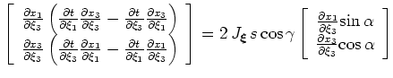 $\displaystyle \frac{\partial t}{\partial \xi_3}\left( \frac{\partial x_3}{\part...
...in} \alpha + \frac{\partial x_3}{\partial \xi_3} {\rm cos} \alpha \right).$