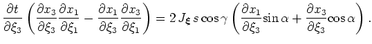 $\displaystyle \frac{\partial t}{\partial h_{x_1} } = \frac{1}{J_{\boldsymbol{h}...
...\boldsymbol{h}}}\frac{\partial (h_{x_1},t) }{ \partial (h_{\xi_1},h_{\xi_3}) },$