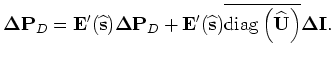 $ {\bf\Delta D} = \overline{{\rm diag}\left( {\widehat {\bf U}} \right)} {\bf\Delta I}$