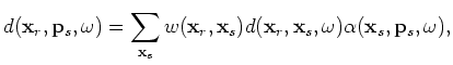 $ \alpha({\bf x}_s,{\bf p}_s,\omega)$