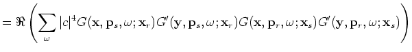 $\displaystyle = \Re \left( \sum_{\omega}\vert c\vert^4 \right. \times$