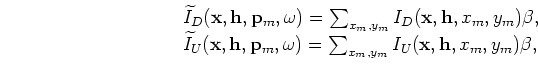 $ \beta=e^{i\gamma({\bf x},x_m,y_m,{\bf p}_m,\omega)}$