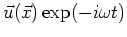 $\vec{v}(\vec{x})\exp(-i\omega t)$