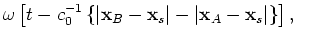 $\displaystyle \omega \left[ t - c_0^{-1} \left\{ \vert\mathbf{x}_B - \mathbf{x}...
..._c\vert + \vert\mathbf{x}_X - \mathbf{x}_s\vert \right\} \right], \hspace{.6cm}$