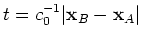$ t = - c_0^{-1}\vert\mathbf{x}_B - \mathbf{x}_A\vert$
