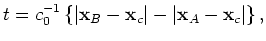 $\displaystyle \nabla_{\mathbf{x}_s} \vert\mathbf{x}_B - \mathbf{x}_c\vert = \nabla_{\mathbf{x}_s} \vert\mathbf{x}_A - \mathbf{x}_c\vert,$