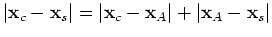 $ t = c_0^{-1} \left\{ \vert\mathbf{x}_B - \mathbf{x}_c\vert + \vert\mathbf{x}_c - \mathbf{x}_A\vert \right\}$