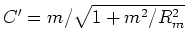 $\displaystyle 0 \quad=\quad B'+\epsilon C' \quad=\quad m  - d  +\frac{\epsilon m}{\sqrt{1+m^2/R_m^2}}$