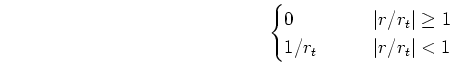 $\displaystyle r_t^2 \left ( \sqrt{ 1+ {r^2}/{r_t^2} } -1 \right ) \notag$