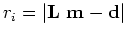 $\displaystyle r_i = \vert {\bf L&nbsp;m - d} \vert$