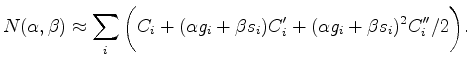 $\displaystyle \bigg\{ \sum_i{C_i^{\prime \prime} \Big[ \Big( \begin{array}{l} g...
...] = -\sum_i{C_i^{\prime} \big[ \begin{array}{l} g_i \ s_i \end{array} \big] }.$