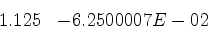 \begin{displaymath}\begin{array}{cccc}
1.000000 & -5.5728100E-02 & -2.7755576E-17 & 1.7347235E-18.\end{array}\end{displaymath}