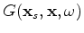 $ U_s(\mathbf x_r,\mathbf x,\omega)=\omega^2 f_s(\omega) G(\mathbf x_r, \mathbf x,\omega) $