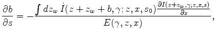 $ E(\gamma,z,x) = \int dz_w \ddot{I}(z+z_w+b,\gamma;z,x,s_0)I(z+z_w,\gamma;x,s)$
