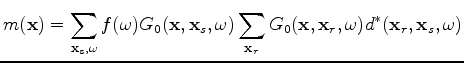 $\displaystyle m(\mathbf {x})=\sum\limits_{\mathbf x_s,\omega}f(\omega) G_0(\mat...
...athbf x_r}G_0(\mathbf x, \mathbf x_r,\omega)d^*(\mathbf x_r,\mathbf x_s,\omega)$