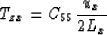 \begin{displaymath}
T_{zx} = C_{55} {u_x \over 2 L_x} \end{displaymath}