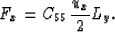 \begin{displaymath}
F_x = C_{55} {u_x \over 2} L_y.\end{displaymath}