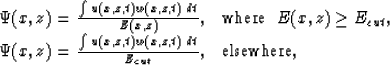 \begin{eqnarraystar}
\Psi(x,z) & = & {\int u(x,z,t) w(x,z,t) \, dt \over E(x,z)}...
 ...,z,t) w(x,z,t) \, dt \over E_{cut}}, \;\;\; 
\mbox{elsewhere,}\end{eqnarraystar}