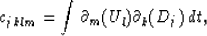 \begin{displaymath}
c_{jklm}= \int \partial_m (U_l) \partial_k (D_j) \, dt,\end{displaymath}