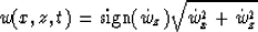 \begin{displaymath}
w(x,z,t) = \mbox{sign}(\dot{w}_z) \sqrt{\dot{w}_x^2 + \dot{w}_z^2} \end{displaymath}