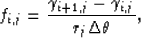 \begin{displaymath}
f_{i,j} = {\gamma_{i+1,j}-\gamma_{i,j} \over r_j\Delta\theta},\end{displaymath}