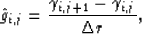 \begin{displaymath}
\hat{g}_{i,j} = {\gamma_{i,j+1}-\gamma_{i,j} \over \Delta r},\end{displaymath}