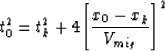 \begin{displaymath}
{t_0^2} = {t_k^2} + 4{\left[{x_0 - x_k \over V_{mig}}\right]}^2\end{displaymath}