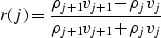 \begin{displaymath}
r(j)=\frac{\rho_{j+1}v_{j+1}-\rho_jv_j}{\rho_{j+1}v_{j+1}+\rho_jv_j}\\ end{displaymath}
