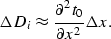 \begin{displaymath}
\Delta D_i \approx \frac{\partial^2 t_0}{\partial x^2} \Delta x.\end{displaymath}