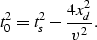 \begin{displaymath}
t_0^2=t_s^2-{{4x_d^2} \over v^2}.\end{displaymath}