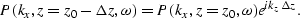\begin{displaymath}
P(k_x,z=z_0 - \Delta z,\omega)={{P(k_x,z=z_0,\omega)}e^{ik_z \Delta z}}.\end{displaymath}
