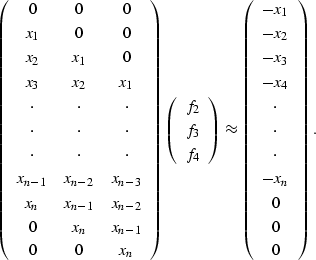 \begin{displaymath}
\left(
\begin{array}
{cccc}
 0 & 0 & 0 \\  x_1 &0 & 0 \\  x_...
 ...\ \cdot \\ \cdot \\  -x_{n} \\ 0 \\ 0 \\ 0 \end{array} \right).\end{displaymath}