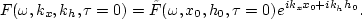\begin{displaymath}
F(\omega,k_x,k_h,\tau=0) = \tilde{F}(\omega,x_0,h_0,\tau=0) e^{i k_x x_0+i k_h h_0}. \end{displaymath}