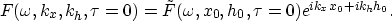 \begin{displaymath}
F(\omega,k_x,k_h,\tau=0) = \tilde{F}(\omega,x_0,h_0,\tau=0) e^{i k_x x_0+i k_h h_0}. \end{displaymath}