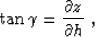 \begin{displaymath}
\tan{\gamma} = \frac{\partial z}{\partial h}\;,\end{displaymath}