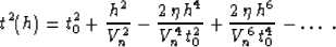 \begin{displaymath}
t^2(h) = t_0^2 + {h^2 \over V_n^2} - {{2\,\eta\,h^4} \over
...
...\,t_0^2}} + {{2\,\eta\,h^6} \over
{V_n^6\,t_0^4}} - \ldots \;.\end{displaymath}