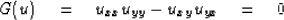 \begin{displaymath}
G(u) \quad =\quad
u_{xx}u_{yy}
- 
u_{xy}u_{yx}
\quad =\quad0\end{displaymath}