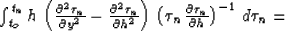 \begin{displaymath}
\tau_n\,\left({\partial^2 \tau_n \over \partial y^2}-
{\part...
...}\,\left({\sin^2{\alpha}+DK}\over
{\cos^2{\gamma}+DK}\right)\;,\end{displaymath}