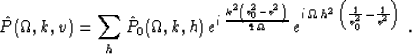 \begin{displaymath}
\hat{P}(\Omega,k,v) = \sum_{h} \hat{P}_0 (\Omega,k,h)\,
e^...
...mega\,h^2\, \left(\frac{1}{v_0^2} -
\frac{1}{v^2}\right)}\;.
\end{displaymath}