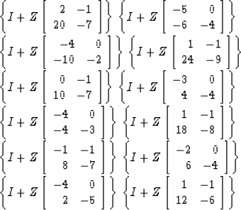 \begin{eqnarraystar}
&& \left\{ I + Z \left[ 
\begin{array}
{rr}
2 & -1 \\ 20 & ...
 ...in{array}
{rr}
1 & -1 \\ 12 & -6 \end{array} \right] \right\} \end{eqnarraystar}