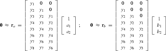 \begin{displaymath}
\bold 0
\ \approx\ \bold r_a \ =\ 
 \left[ 
 \begin{array}
{...
 ... 
 \begin{array}
{c}
 1 \\  
 b_1 \\  
 b_2 \end{array} \right]\end{displaymath}