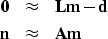 \begin{eqnarray}
\bold 0 &\approx& \bold L \bold m -\bold d
 \\  \bold n &\approx& \bold A \bold m\end{eqnarray}