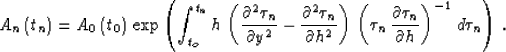 \begin{displaymath}
y_1\left(t_1\right)=y+{h^2\over {y-y_0}}\,{{t_1^2-t_n^2} \ov...
 ...r \left(y-y_0\right)^2}\,{{t_1^2-t_n^2} \over t_n^2}
\right)\;.\end{displaymath}