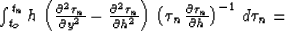 \begin{displaymath}
\tau_n\,\left({\partial^2 \tau_n \over \partial y^2}-
{\part...
 ...}\,\left({\sin^2{\alpha}+DK}\over
{\cos^2{\gamma}+DK}\right)\;,\end{displaymath}