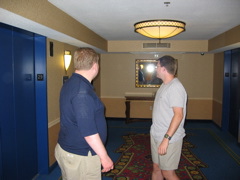 Why is Bob downstairs?