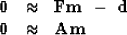 \begin{displaymath}
\begin{array}
{lll}
\bold 0 &\approx& \bold F \bold m \ -\ \bold d \\ \bold 0 &\approx& \bold A \bold m\end{array}\end{displaymath}