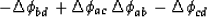 \begin{displaymath}
- \Delta \phi_{bd}
 + \Delta \phi_{ac}
 \eq 
 \Delta \phi_{ab}
 - \Delta \phi_{cd}\end{displaymath}