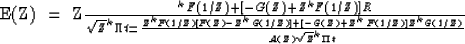 \begin{eqnarraystar}
E(Z)
& = & {Z^k F(1/Z) + [-G(Z) + Z^k F(1/Z)]R 
\over 
 \sq...
 ... [-G(Z) + Z^k F(1/Z)]Z^k G(1/Z) 
\over
 A(Z) \sqrt{Z}^k \Pi t}\end{eqnarraystar}