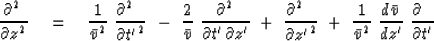 \begin{displaymath}
{\partial^2\ \over \partial z^2} \eq 
{1 \over \bar v^2 }\ 
...
 ... 
{d \bar v \, \over d z' }
\ {\partial\ \ 
\over \partial t' }\end{displaymath}